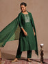 Janasya Women's Maroon Rayon Yoke Embroidered Sequinned Straight Kurta Set With Dupatta